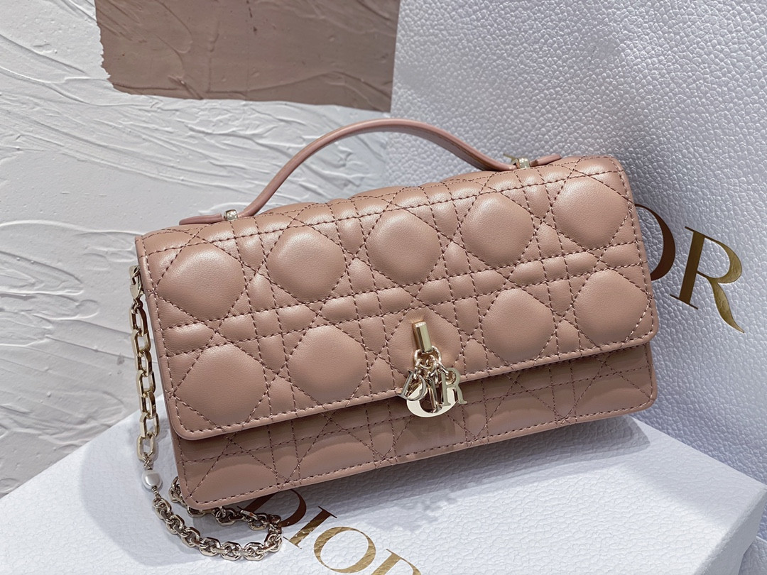 MISS D*0r Mini Handbag Medium Antique Bronze Cannage Woven Pattern S0980ONMJ_M53U 21 x 11.5 x 4.5 cm