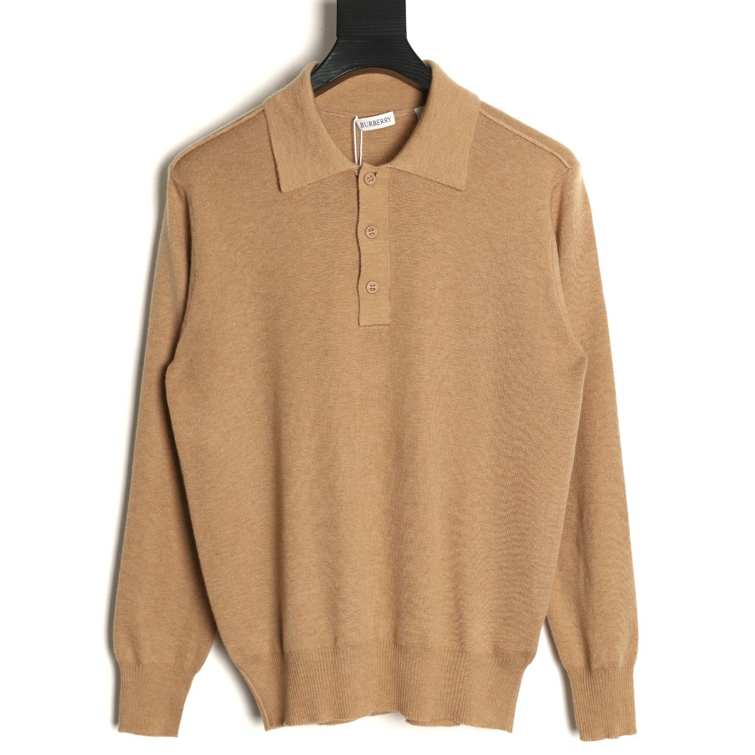 B**rry men's knitting long-sleeved polo shirt