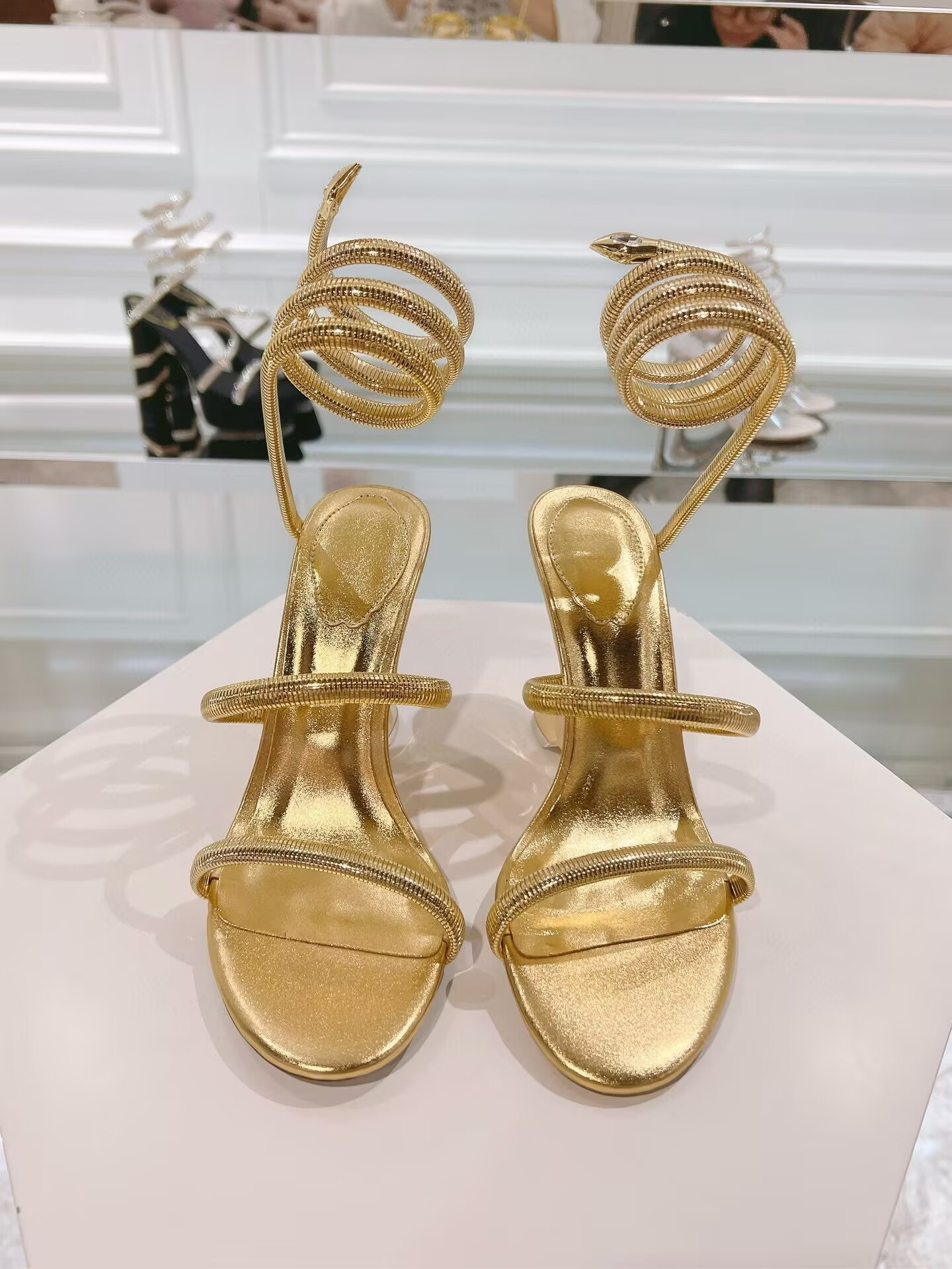 UA René Caovilla Symphony Mirrored Gold Sandal 95mm