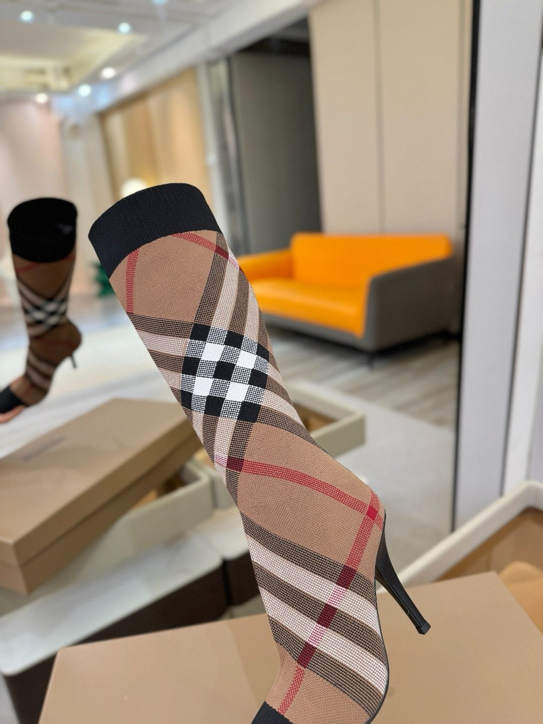 ua B**rry check high boots