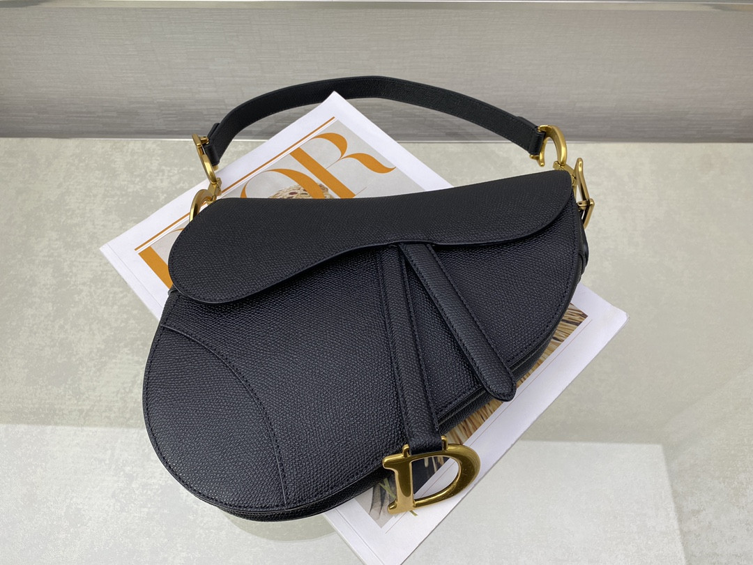 D*0r Saddle Bag Indigo Black Grained Calfskin 25.5x20x6.5cm