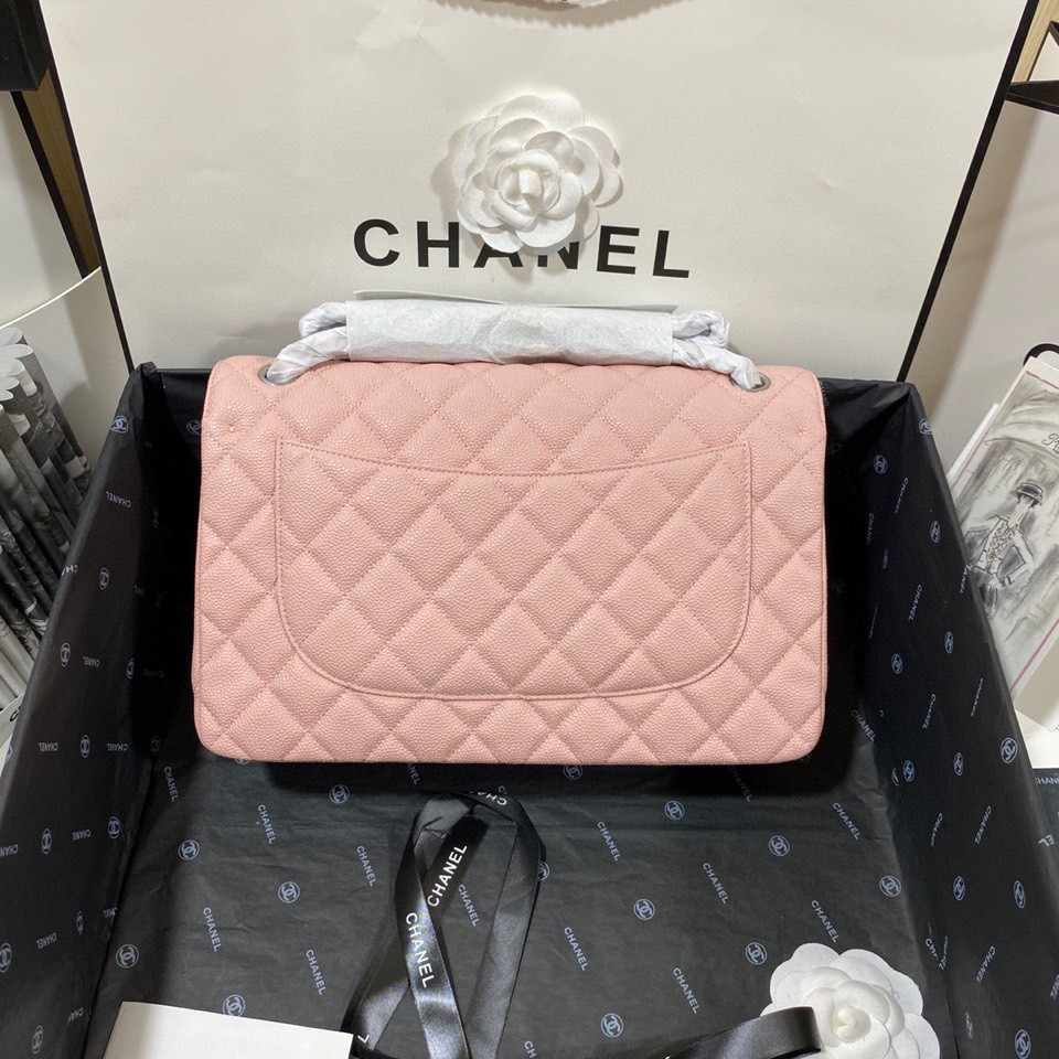 Ch*el Classic Flap Jumbo 30cm CF Pink Silver 7.6 × 11.7 × 3.9 in