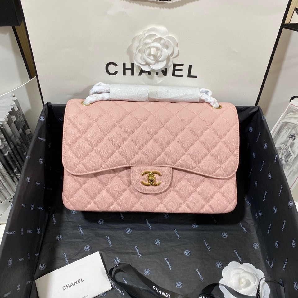 Ch*el Classic Flap Jumbo 30cm CF Pink Gold 7.6 × 11.7 × 3.9 in