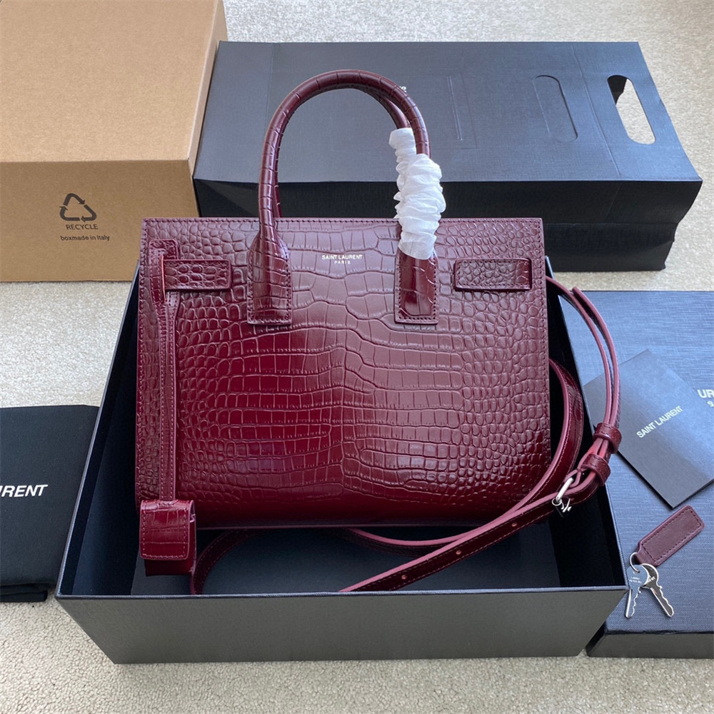 Y*L SAC DE JOUR BABY IN CROCODILE EMBOSSED LEATHER RED