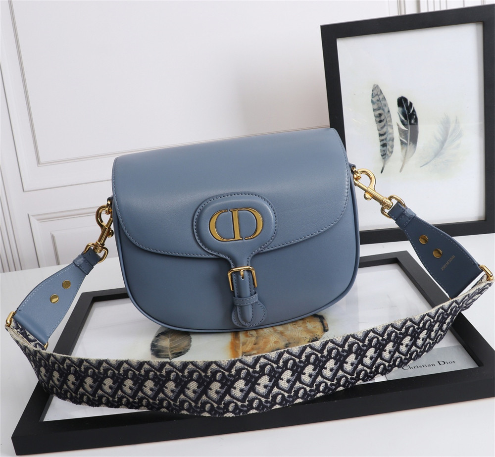 LARGE D*0r BOBBY BAG Blue Box Calfskin