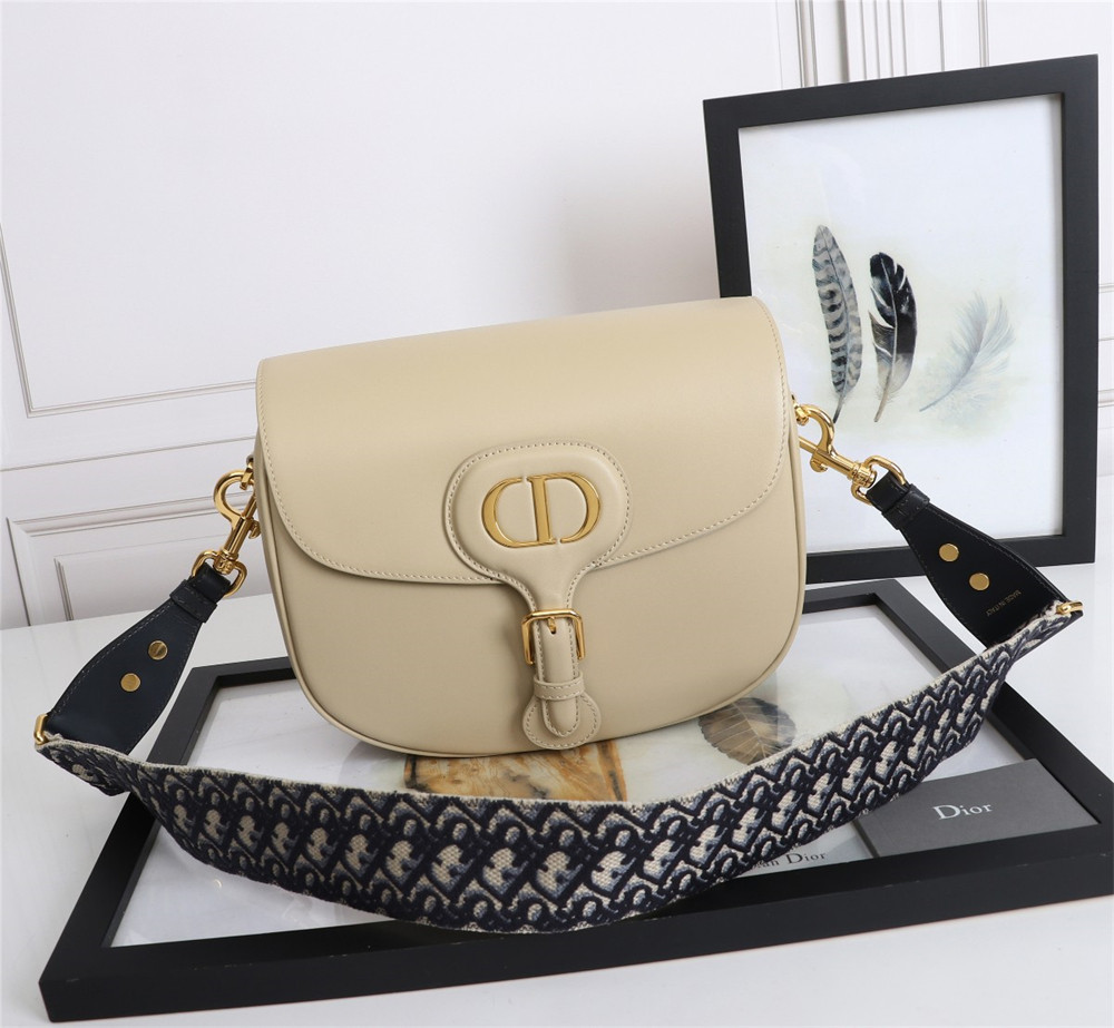 LARGE D*0r BOBBY BAG Beige Box Calfskin
