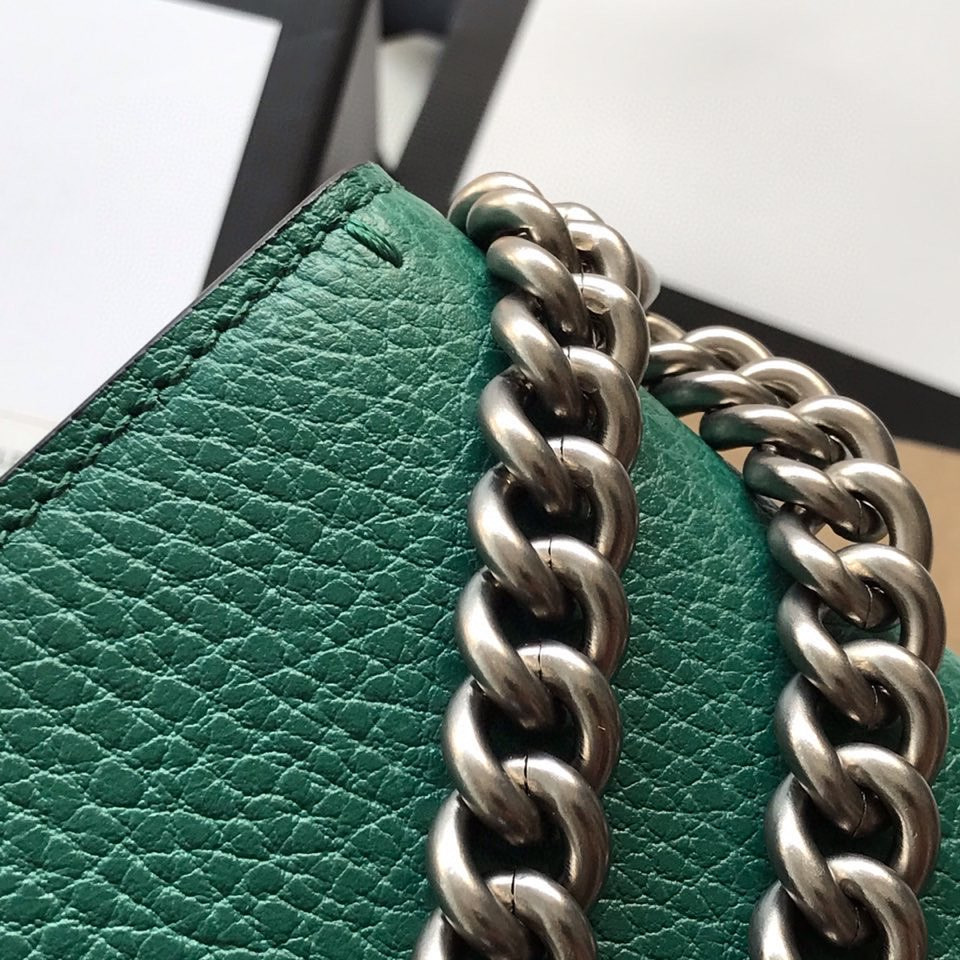 G*u*i DIONYSUS LEATHER MINI BAG GREEN 7.5"Wx6"Hx2"D