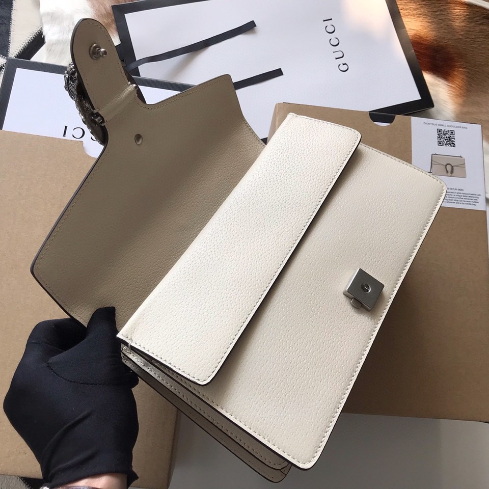 G*u*i DIONYSUS LEATHER SMALL RECTANGULAR BAG WHITE 28x17x9cm