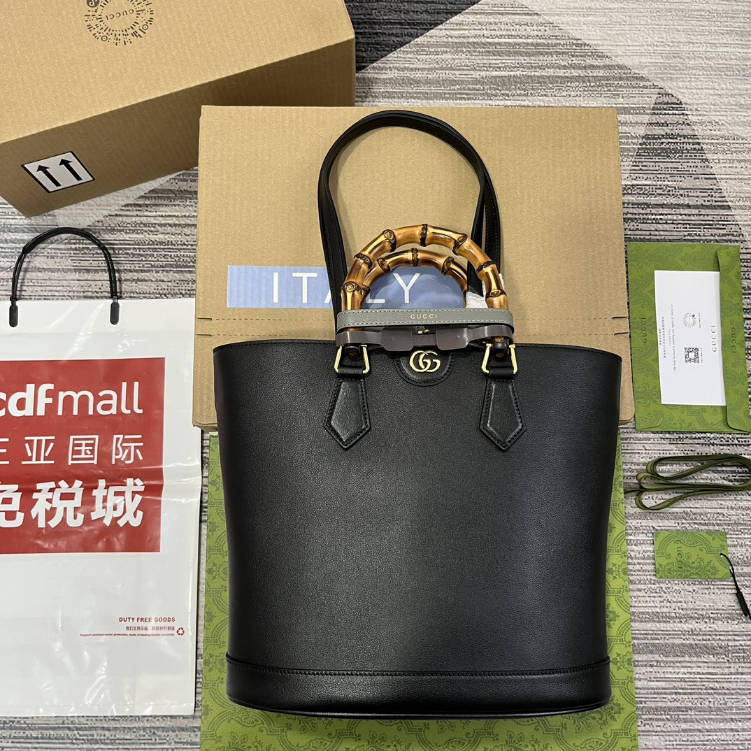 G*u*i DIANA MEDIUM TOTE BAG Black 31W x 27H x 15D CM