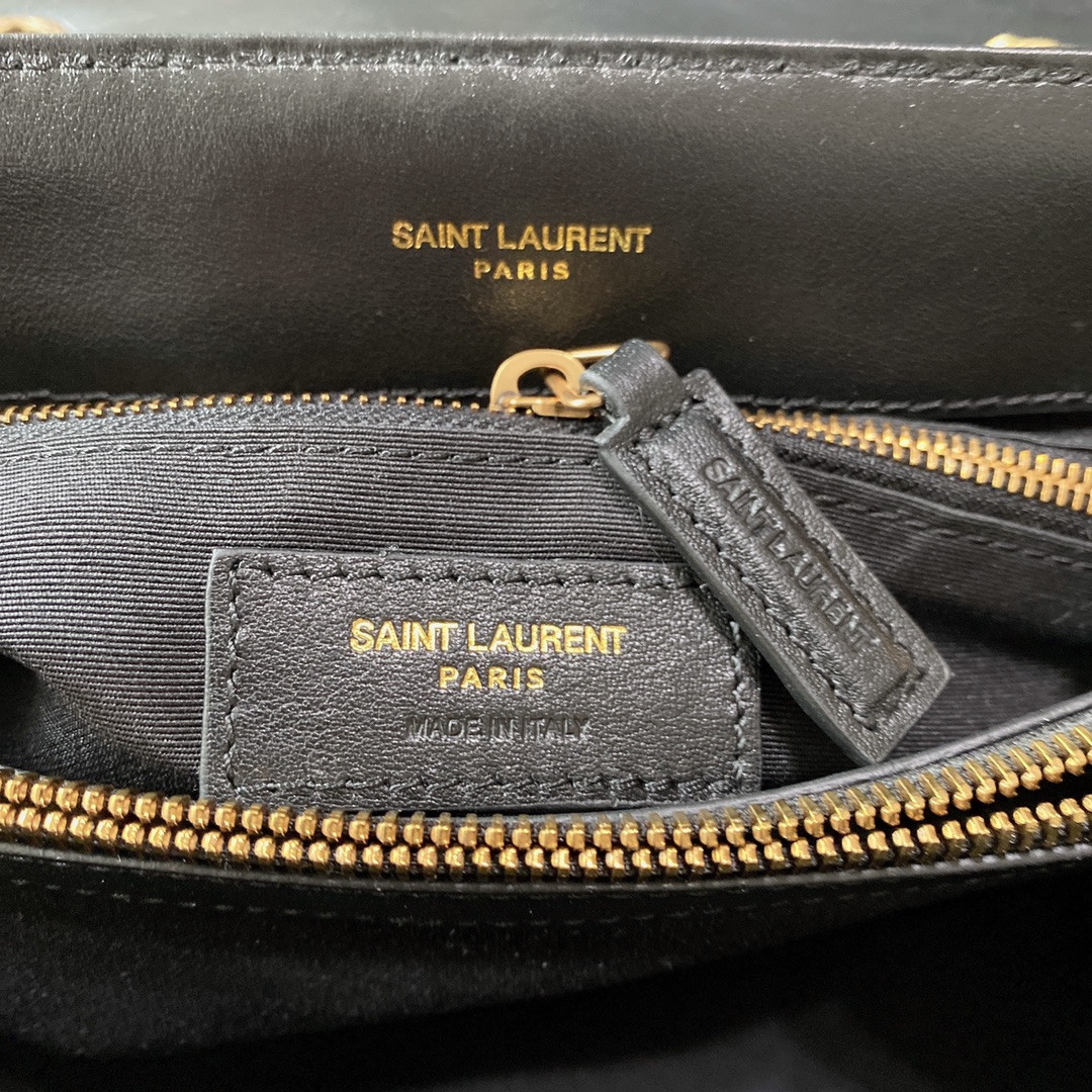 Y*L LOULOU MEDIUM IN QUILTED LEATHER BLACK 12.5 X 8.6 X 3.5 INCHES