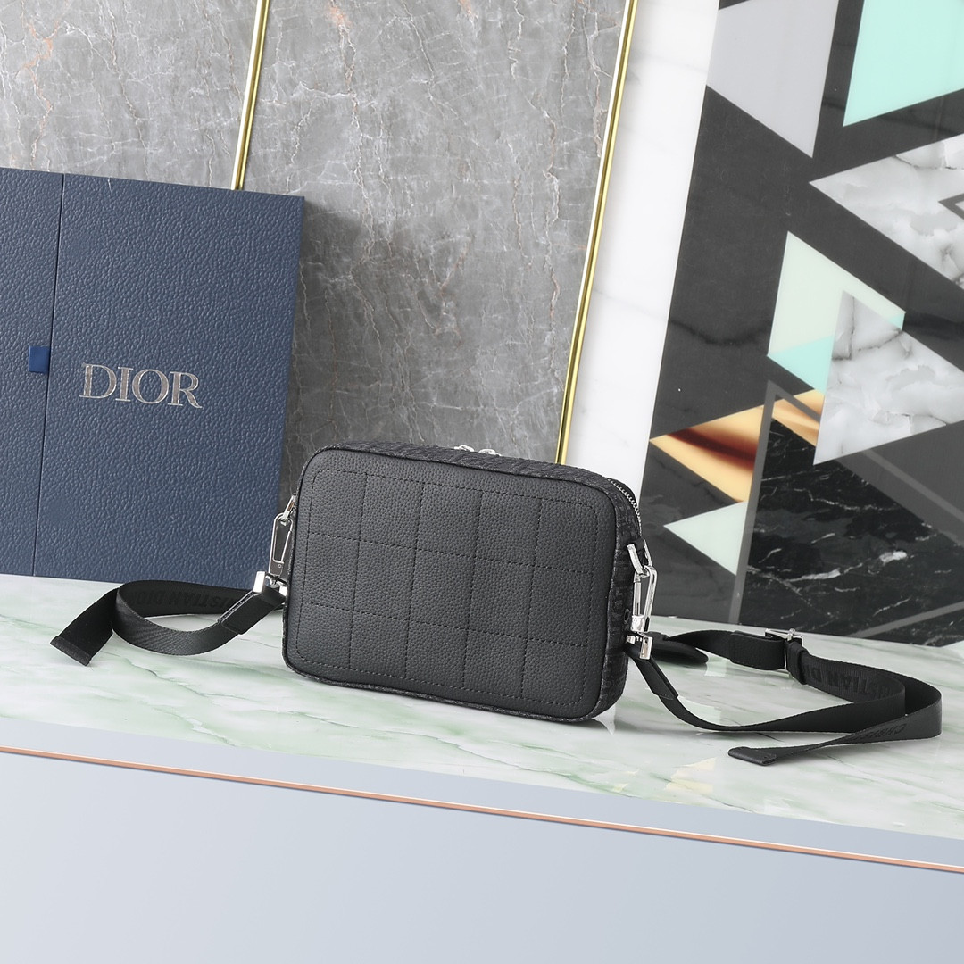 D*0r Safari Bag with Strap  Black D*0r Oblique Jacquard  8.5 x 6 x 2.5 inches