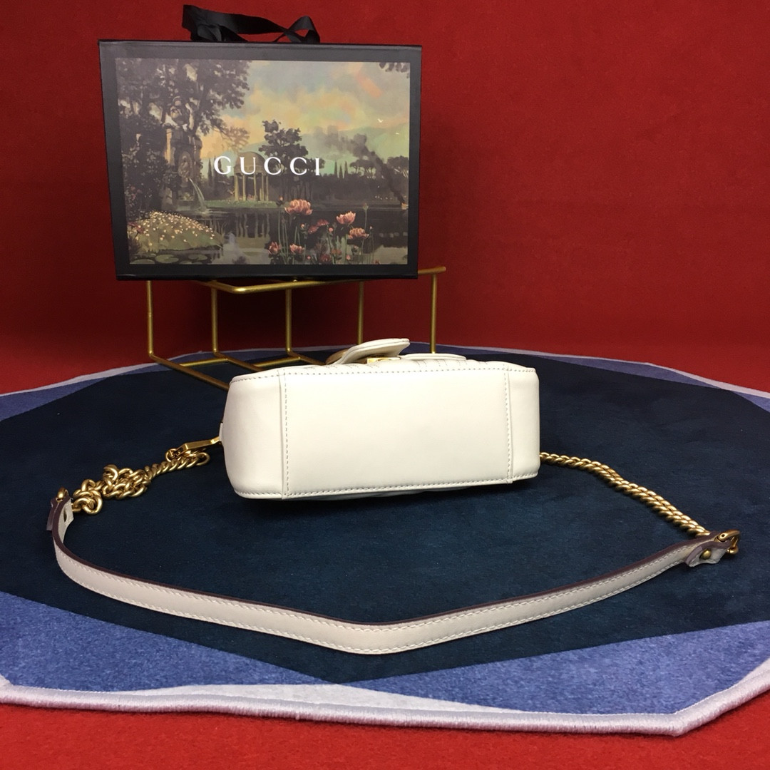 G*u*i GG MARMONT MATELASSÉ MINI BAG WHITE  8.5"W x 5"H x 2.5"D