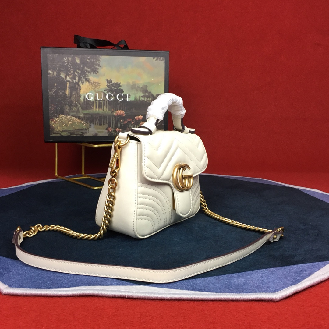 G*u*i GG MARMONT MATELASSÉ MINI BAG WHITE  8.5"W x 5"H x 2.5"D