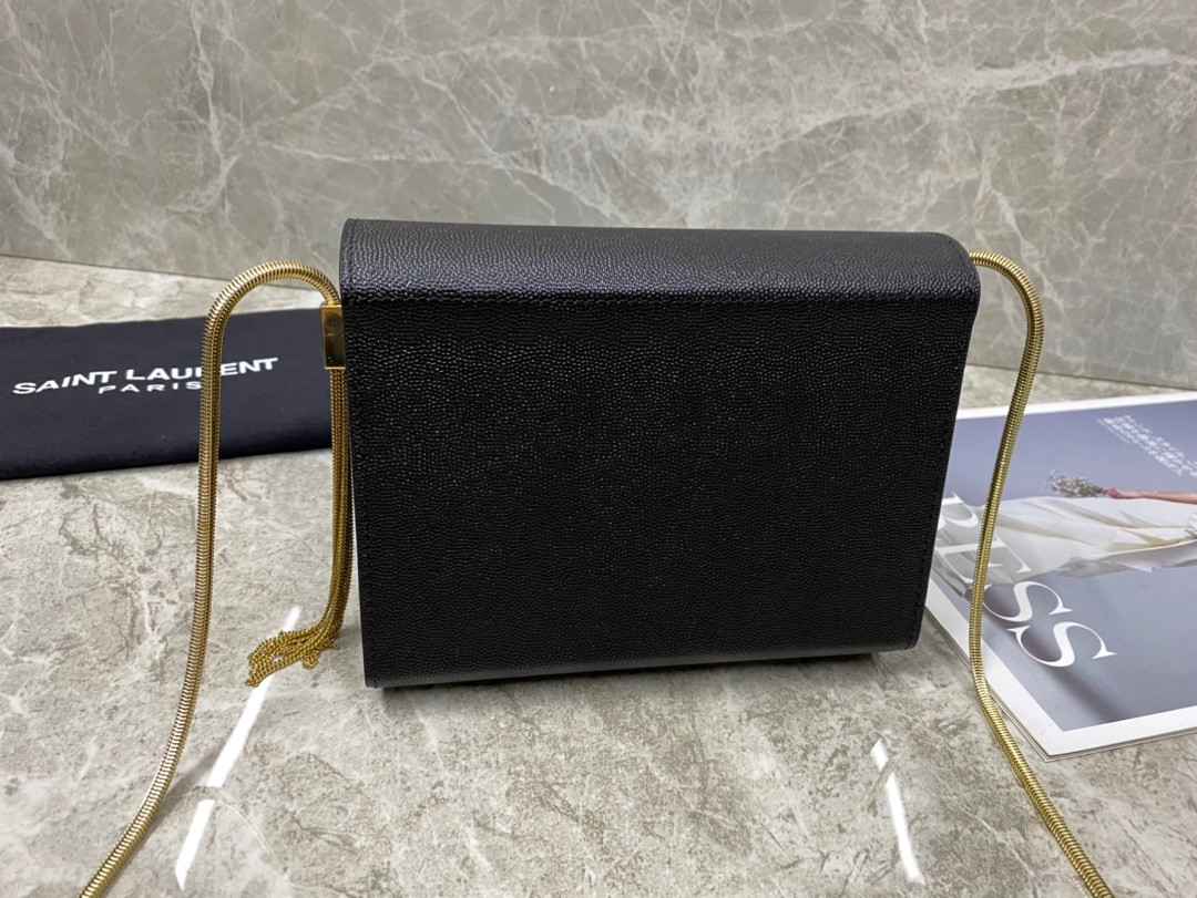 Y*L KATE MEDIUM IN GRAIN DE POUDRE EMBOSSED LEATHER 9.4 X 5.7 X 2.1 INCHES
