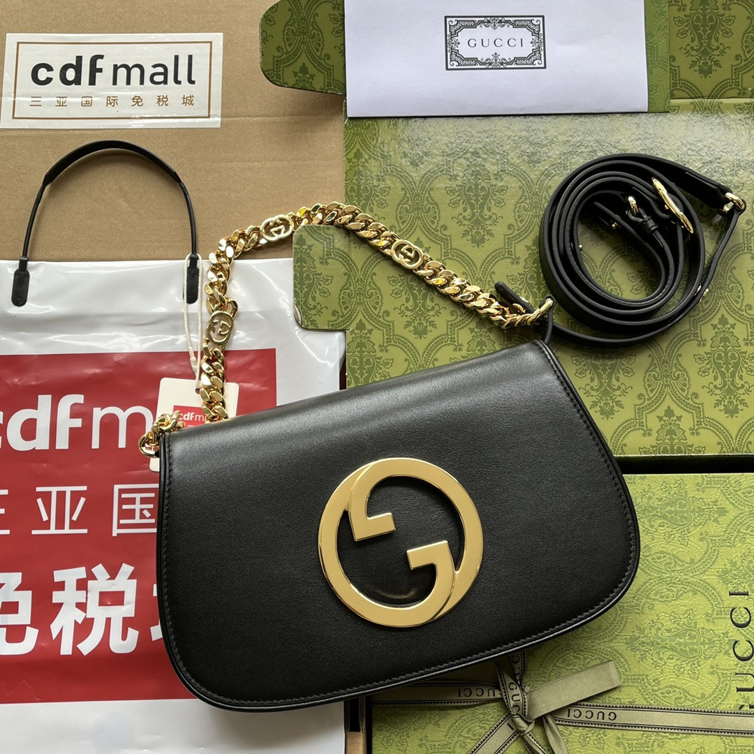 G*u*i BLONDIE SHOULDER BAG BLACK 11"W x 6.3"H x 1.6"D