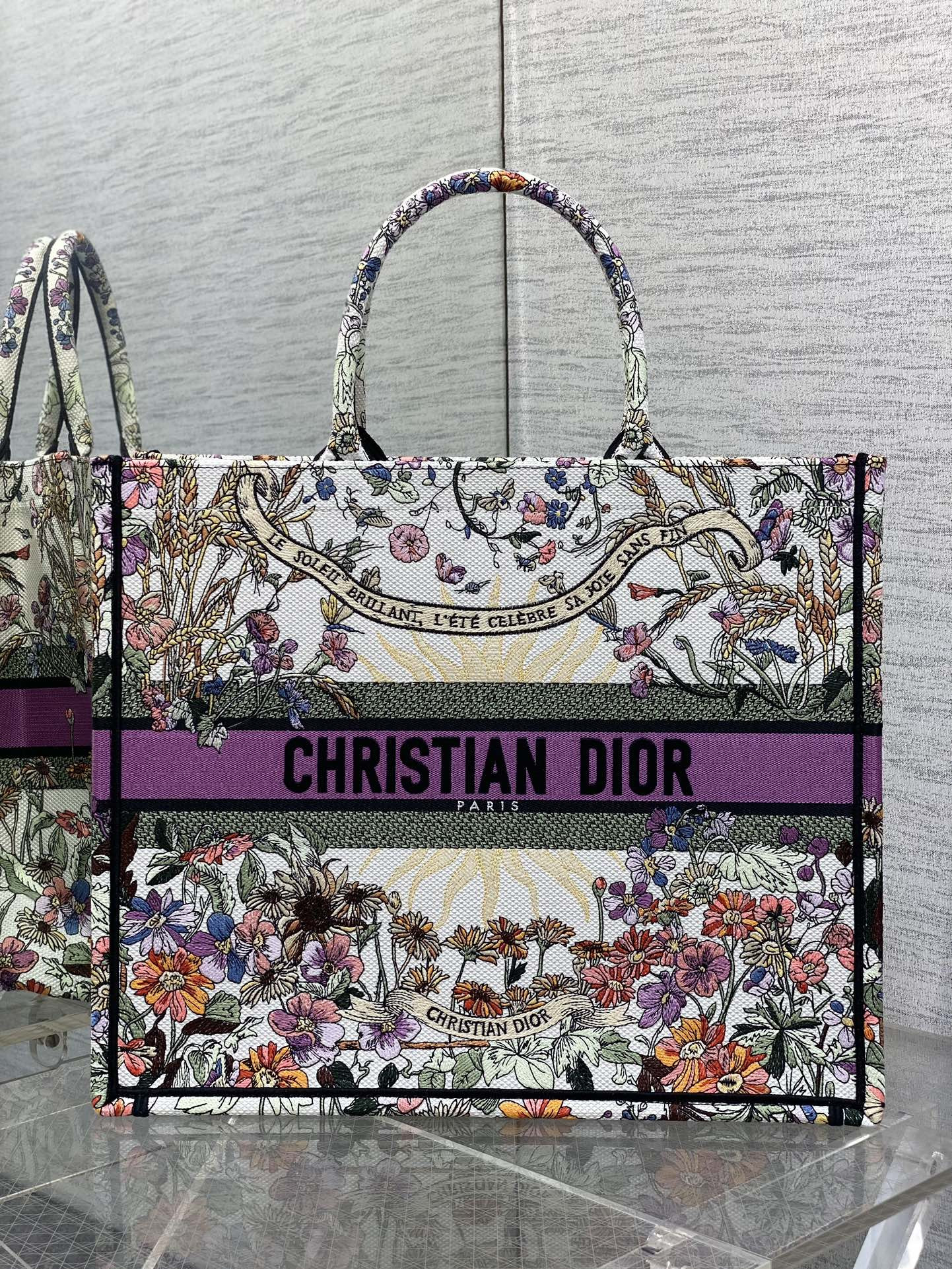 D*0r Book Tote  Ecru Multicolor D*0r 4 Saisons Été Soleil Embroidery 42 x18 x35cm