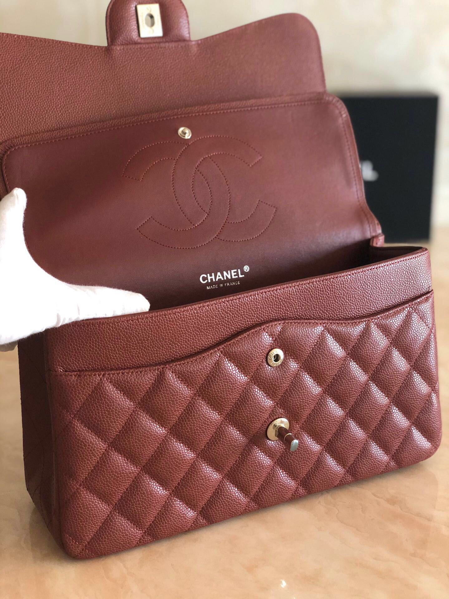 Ch*el Classic Flap Jumbo 30cm CF Silver Hardware 7.6 × 11.7 × 3.9 in