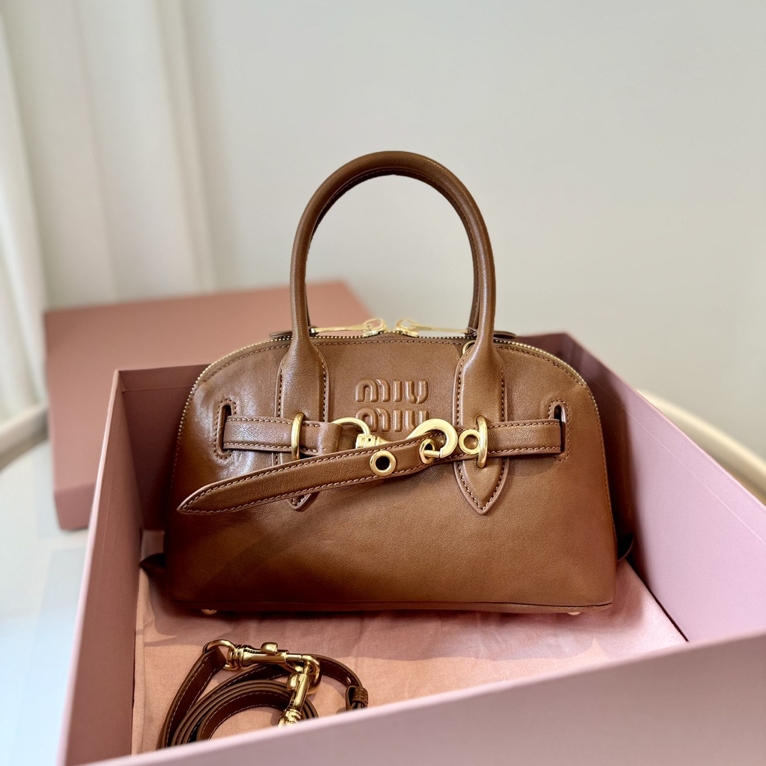 Miu Miu Aventure nappa leather top-handle bag 16.5x28x10cm