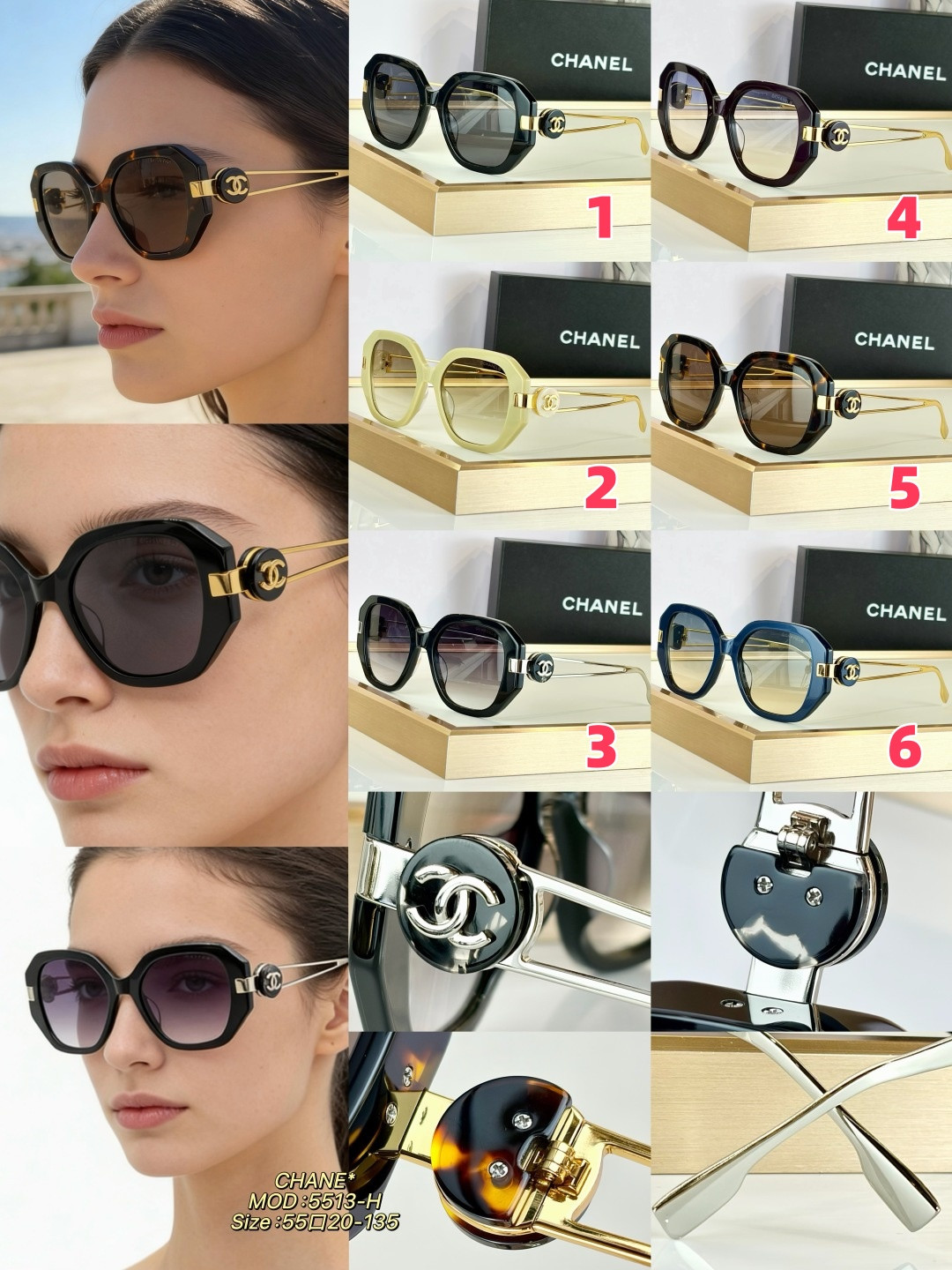 Ch*el glasses ch5513-h 55-20-135